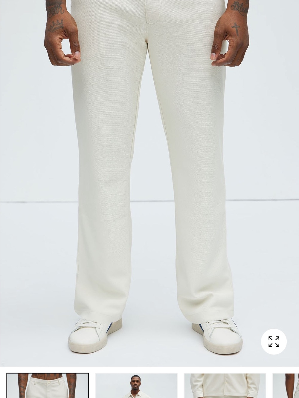 Men's Cream Straight-Leg Jeans